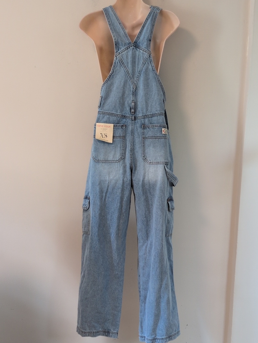 Lana Roux 90s Retro Dungaree Utility Cargo Denim Overalls XS - Picture 6 of 16